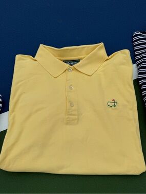 Brand New Masters Collection Yellow Polo with Green Embroidered Logo